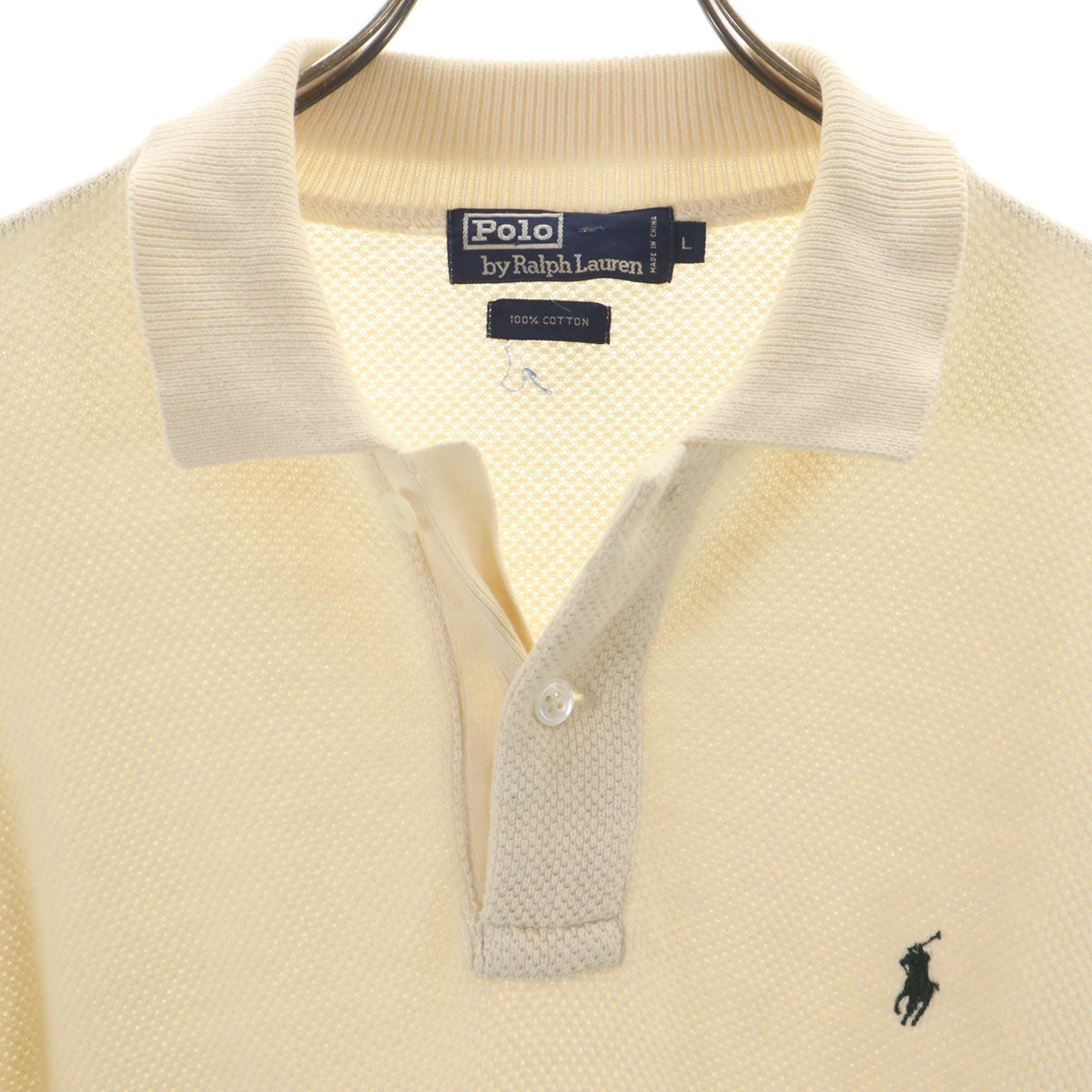 Polo by Ralph Lauren ポロバイラルフローレン 長袖 ニット ポロシャツ L 生成り メンズ