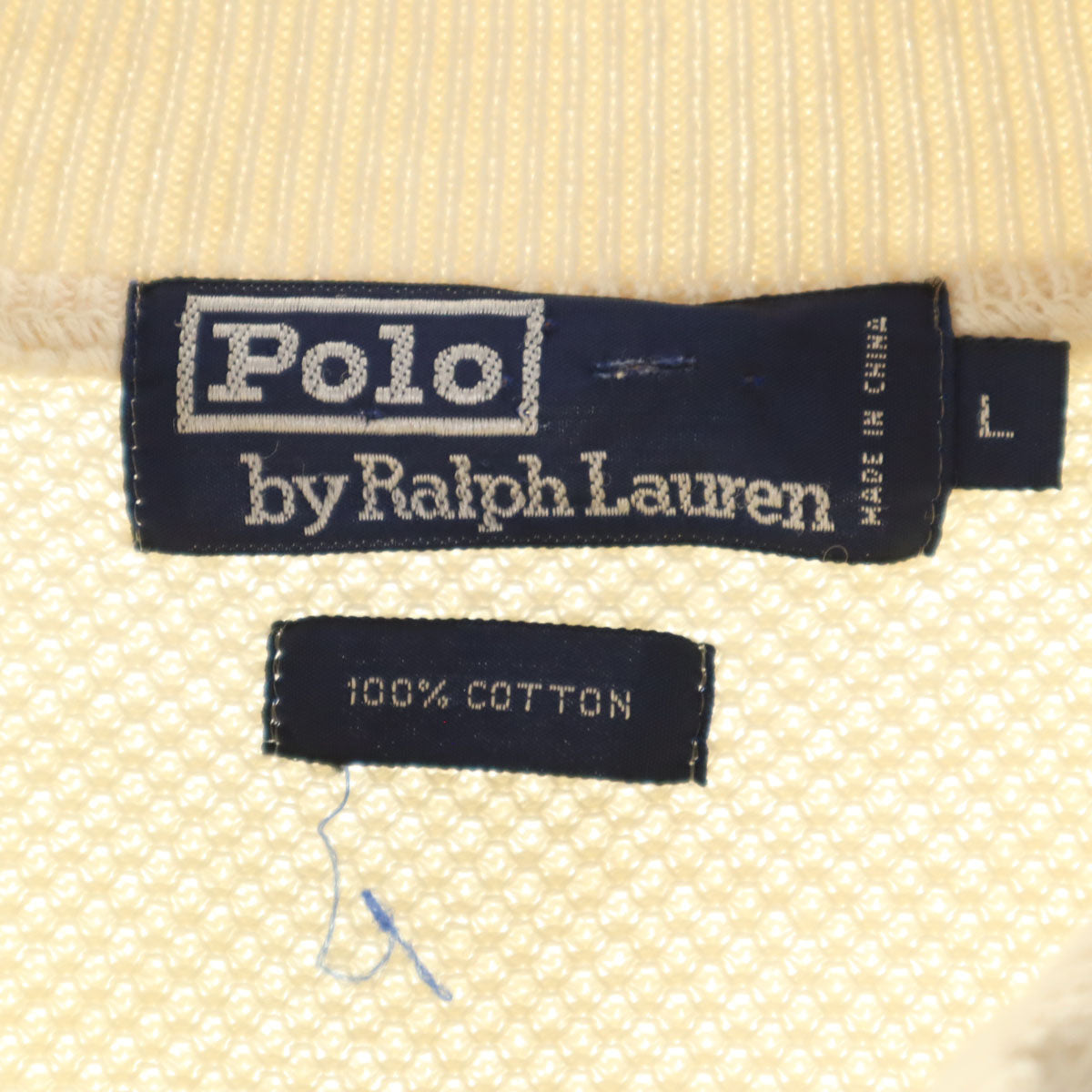 Polo by Ralph Lauren ポロバイラルフローレン 長袖 ニット ポロシャツ L 生成り メンズ