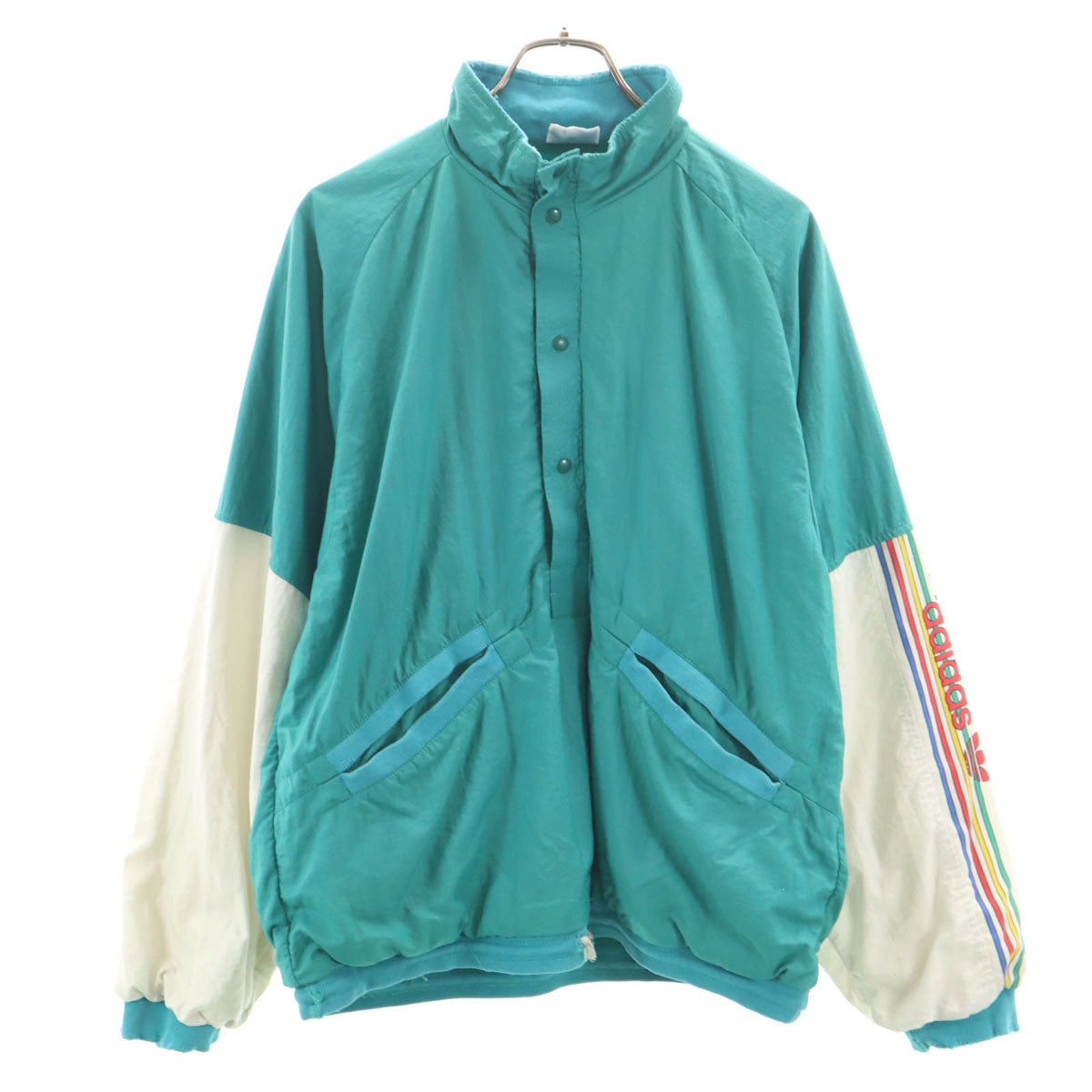 adidas アディダス 70s 80s フランス製 VENTEX ヴィンテージ プルオーバー ナイロンジャケット L エメラルドグリーン メンズ