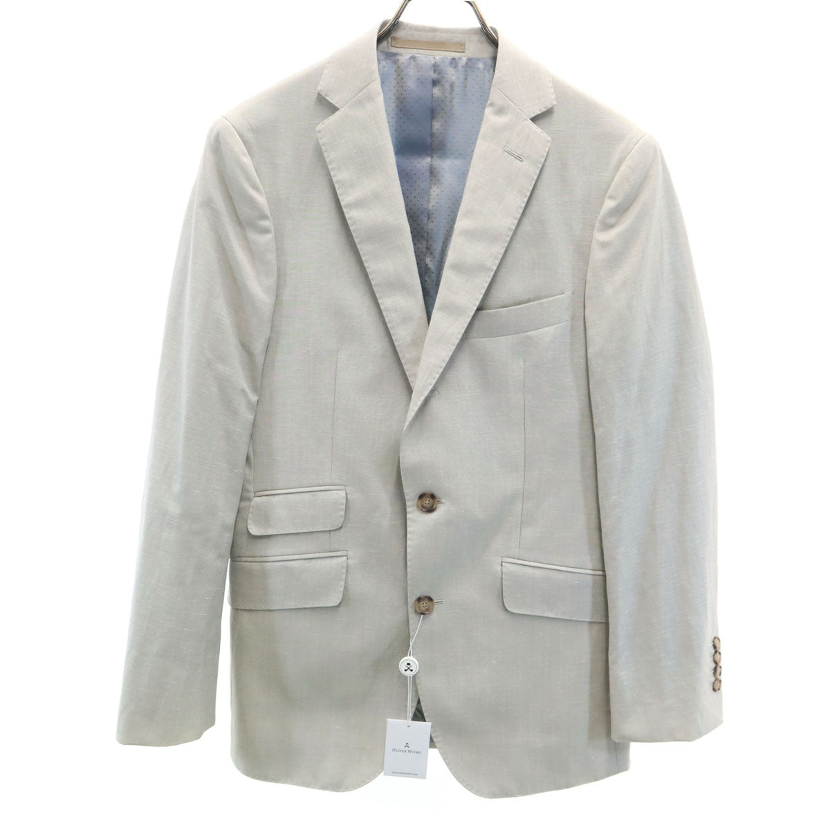 未使用 オリバー ウィックス グアベロ生地 テーラードジャケット 48 グレージュ ハンガー 衣類カバー付き メンズ