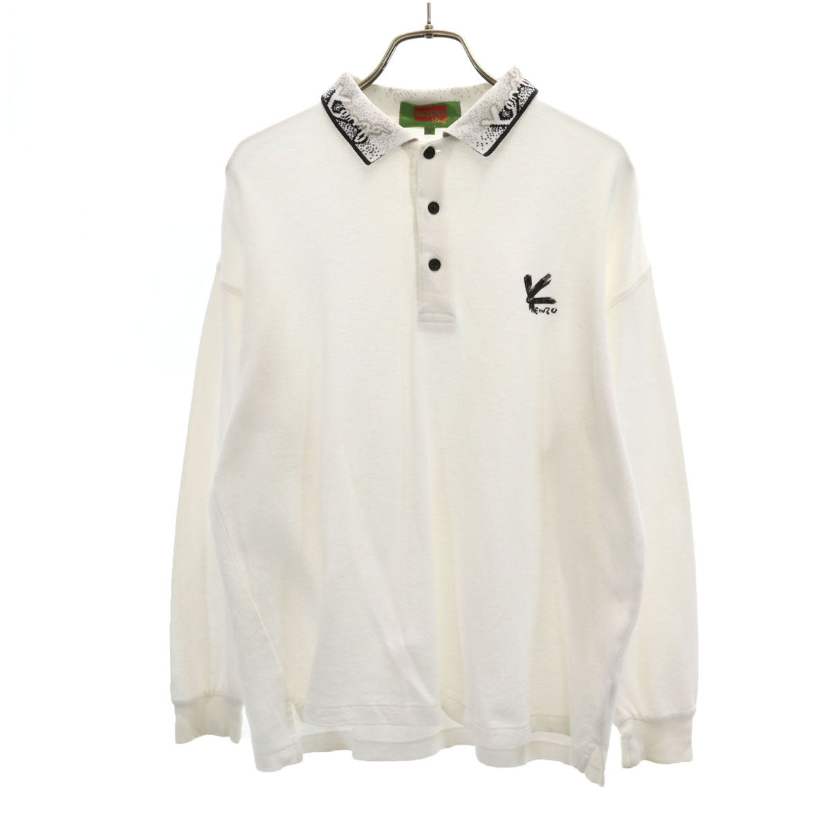 KENZO GOLF ケンゾーゴルフ 90s 日本製 オールド 長袖 ポロシャツ 3 ホワイト メンズ