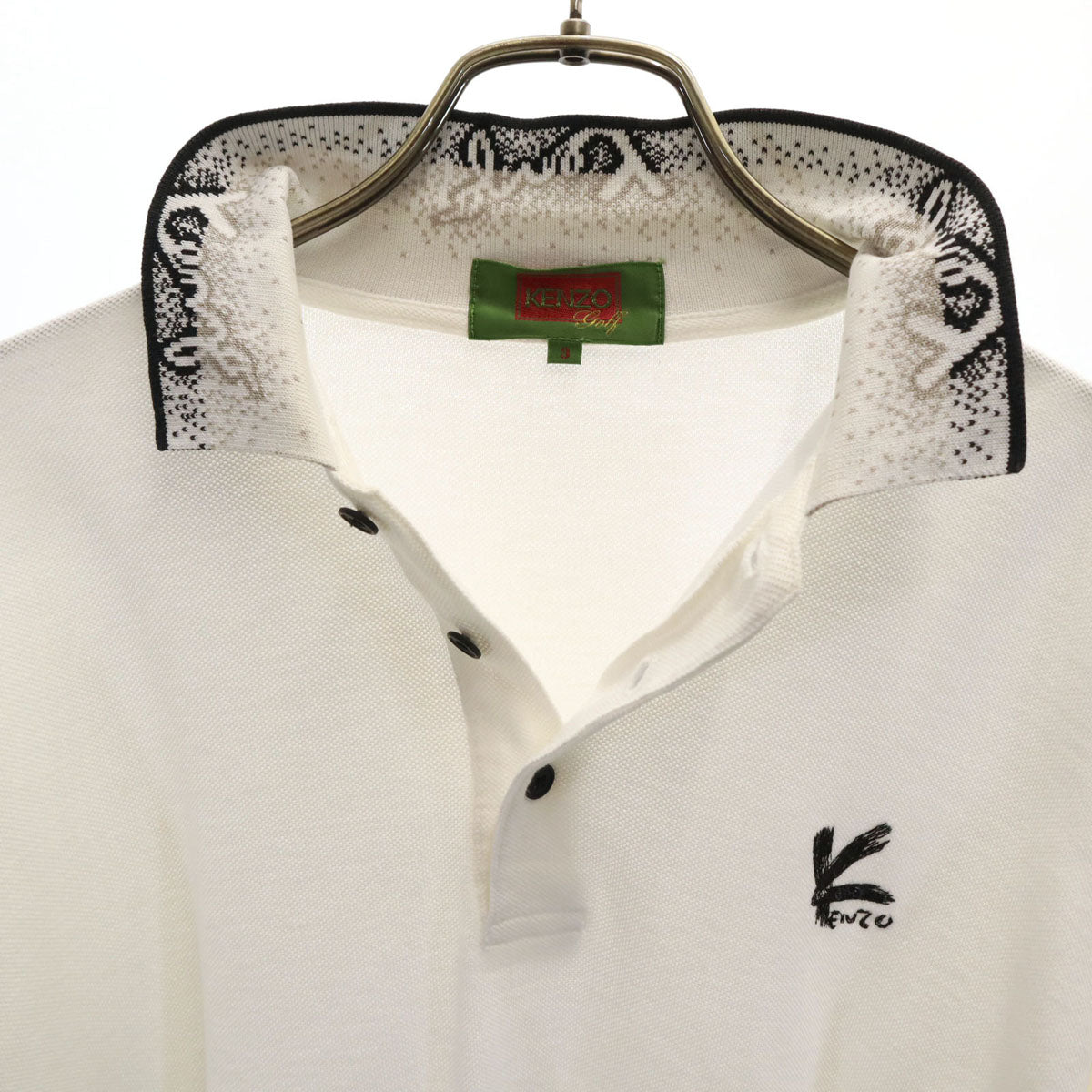 KENZO GOLF ケンゾーゴルフ 90s 日本製 オールド 長袖 ポロシャツ 3 ホワイト メンズ