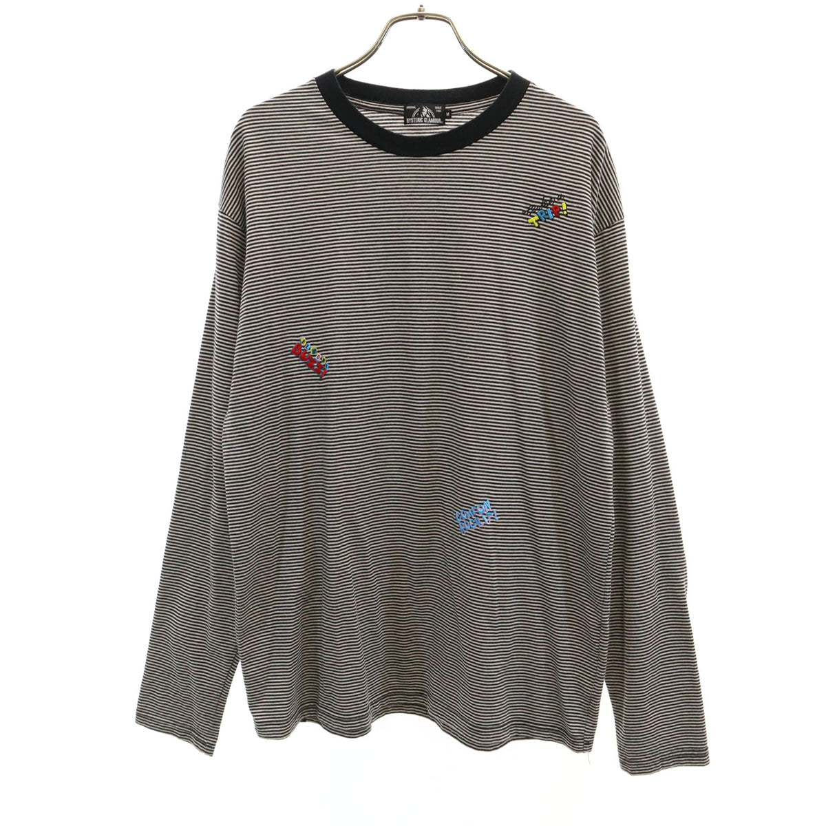HYSTERIC GLAMOUR ヒステリックグラマー ボーダー柄 長袖 Tシャツ M ブラック ロンT メンズ