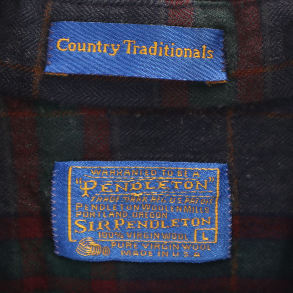 PENDLETON ペンドルトン 70s 80s USA製 ヴィンテージ チェック柄 長袖 フランネル ボタンダウンシャツ L ネイビー メンズ