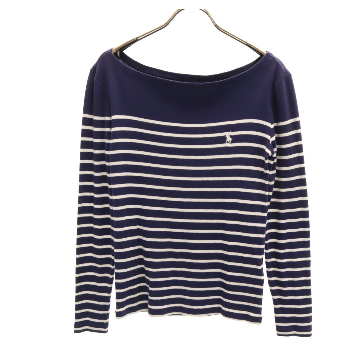 POLO RALPH LAUREN ポロラルフローレン ボーダー柄 長袖 ボートネック Tシャツ S ネイビー ロンT レディース