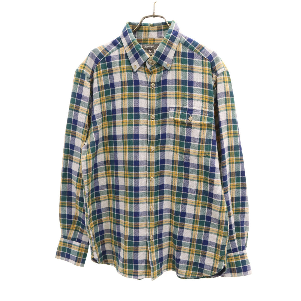美品 Eddie Bauer エディーバウアー チェック柄 長袖 ボタンダウンシャツ M マルチ アウトドア メンズ