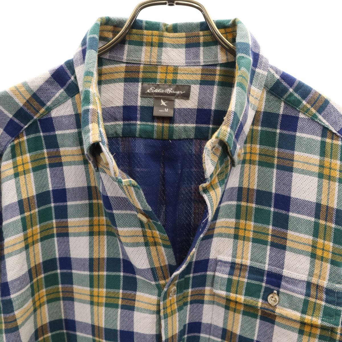 美品 Eddie Bauer エディーバウアー チェック柄 長袖 ボタンダウンシャツ M マルチ アウトドア メンズ