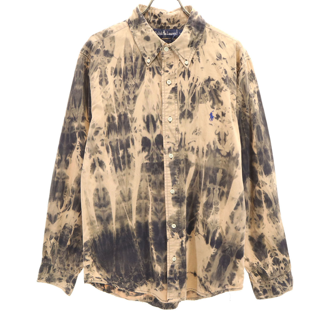 RALPH LAUREN ラルフローレン 90s オールド 総柄 長袖 ボタンダウンシャツ L ベージュ系 メンズ