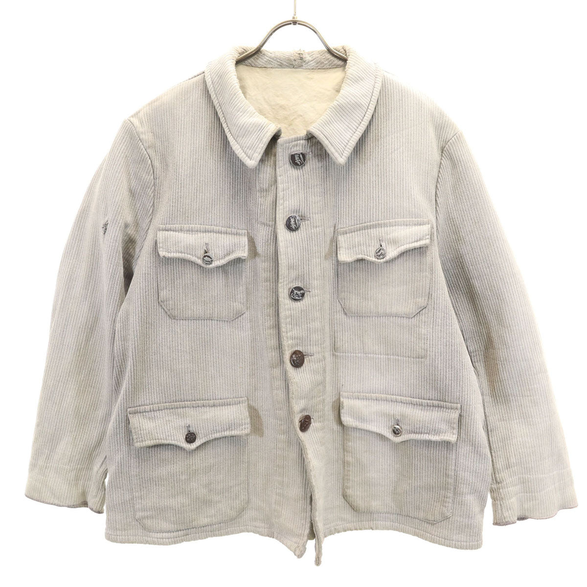 Dumont-d Urville デュモン デュルヴィル 40s フレンチヴィンテージ ヴィンテージ 動物ボタン ピケ ハンティングジャケット グレー メンズ