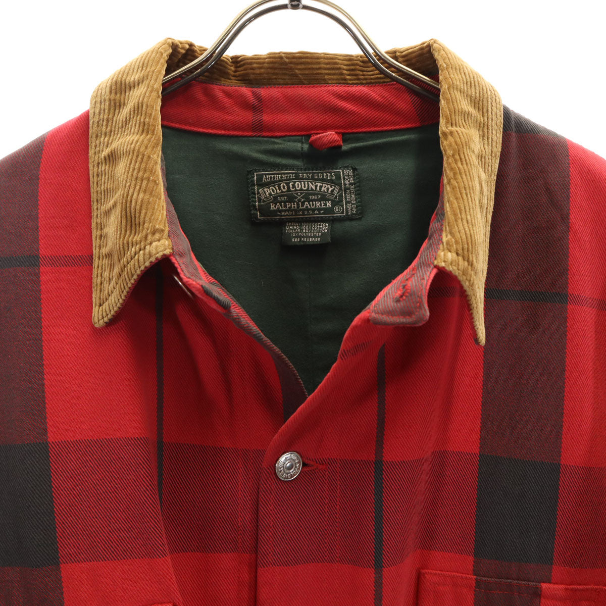 POLO COUNTRY RALPH LAUREN ポロカントリー ラルフローレン 80s 90s USA製 オールド 初期 チェック柄 カバーオール XL レッド メンズ