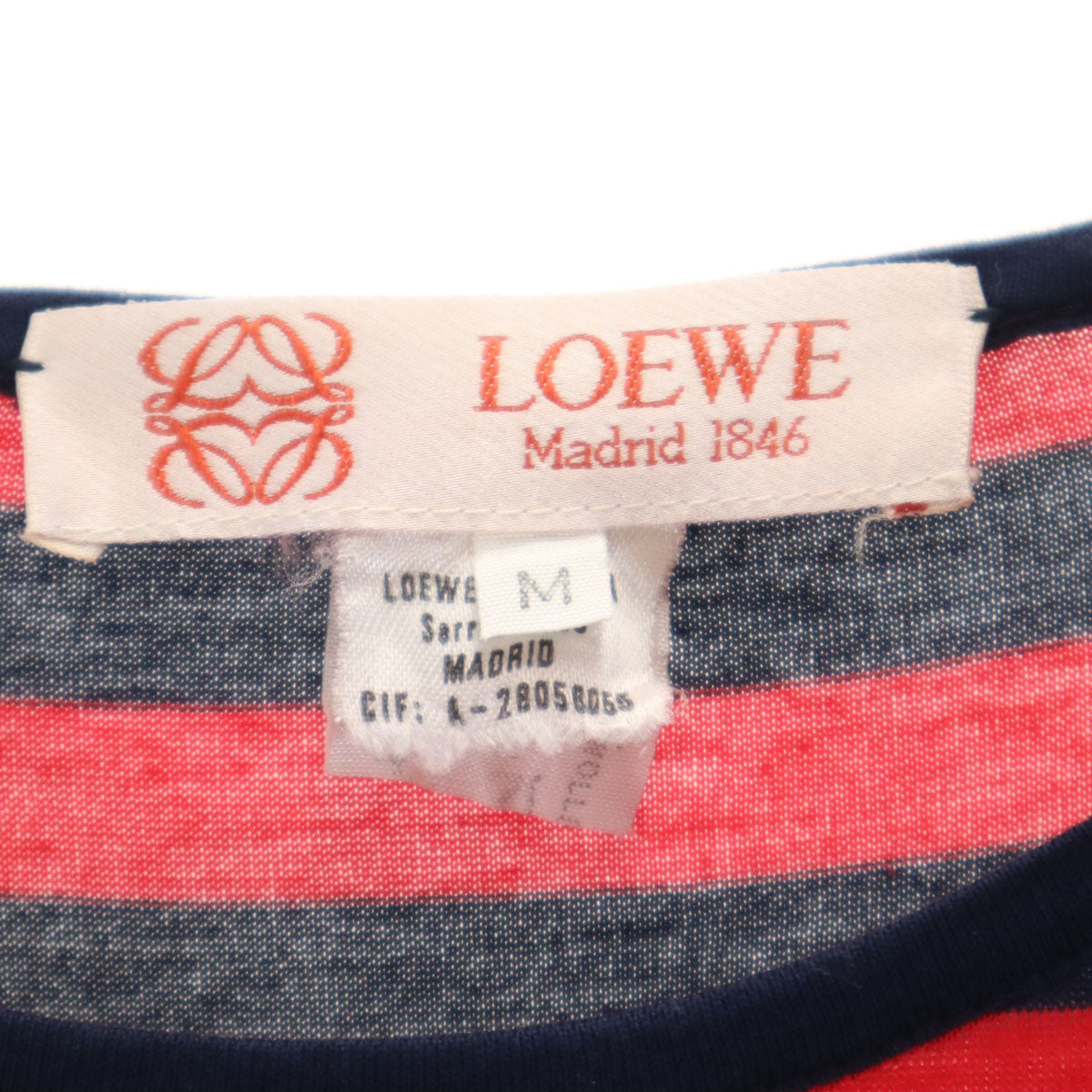LOEWE ロエベ イタリア製 オールド ボーダー柄 長袖 Tシャツ M レッド ロンT レディース