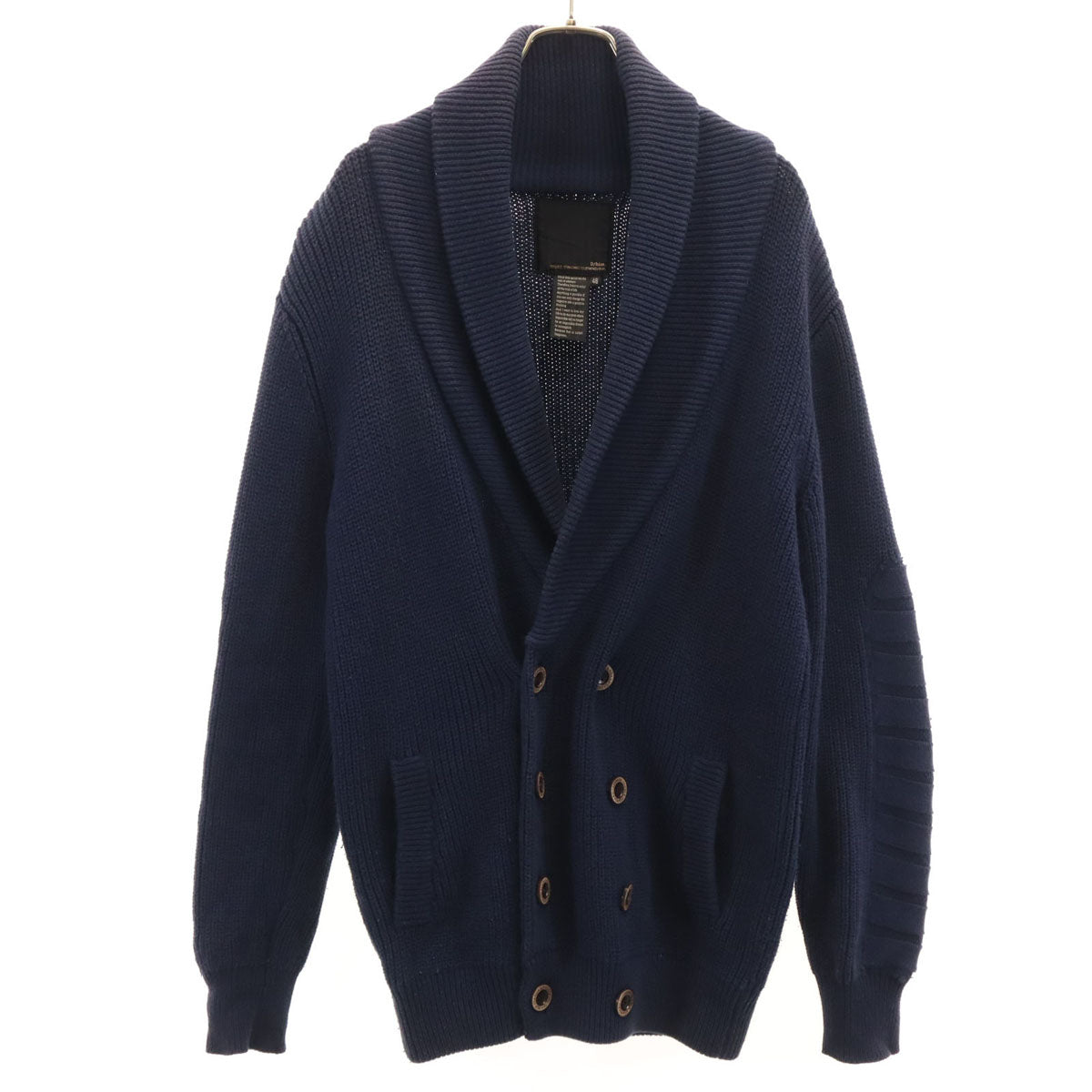 DOUBLE STANDARD CLOTHING ダブルスタンダードクロージング 長袖 ショールカラー ニットカーディガン 46 ネイビー メンズ