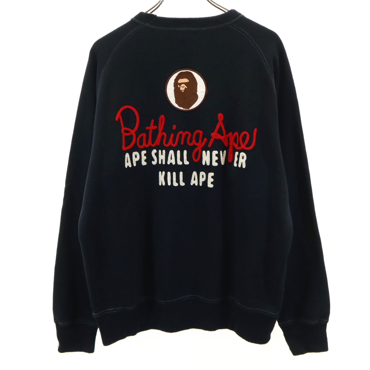 ベイプ バイ アベイシングエイプ 日本製 バックロゴ チェーン刺繍 長袖 スウェット スウェット M ブラック 裏起毛 メンズ