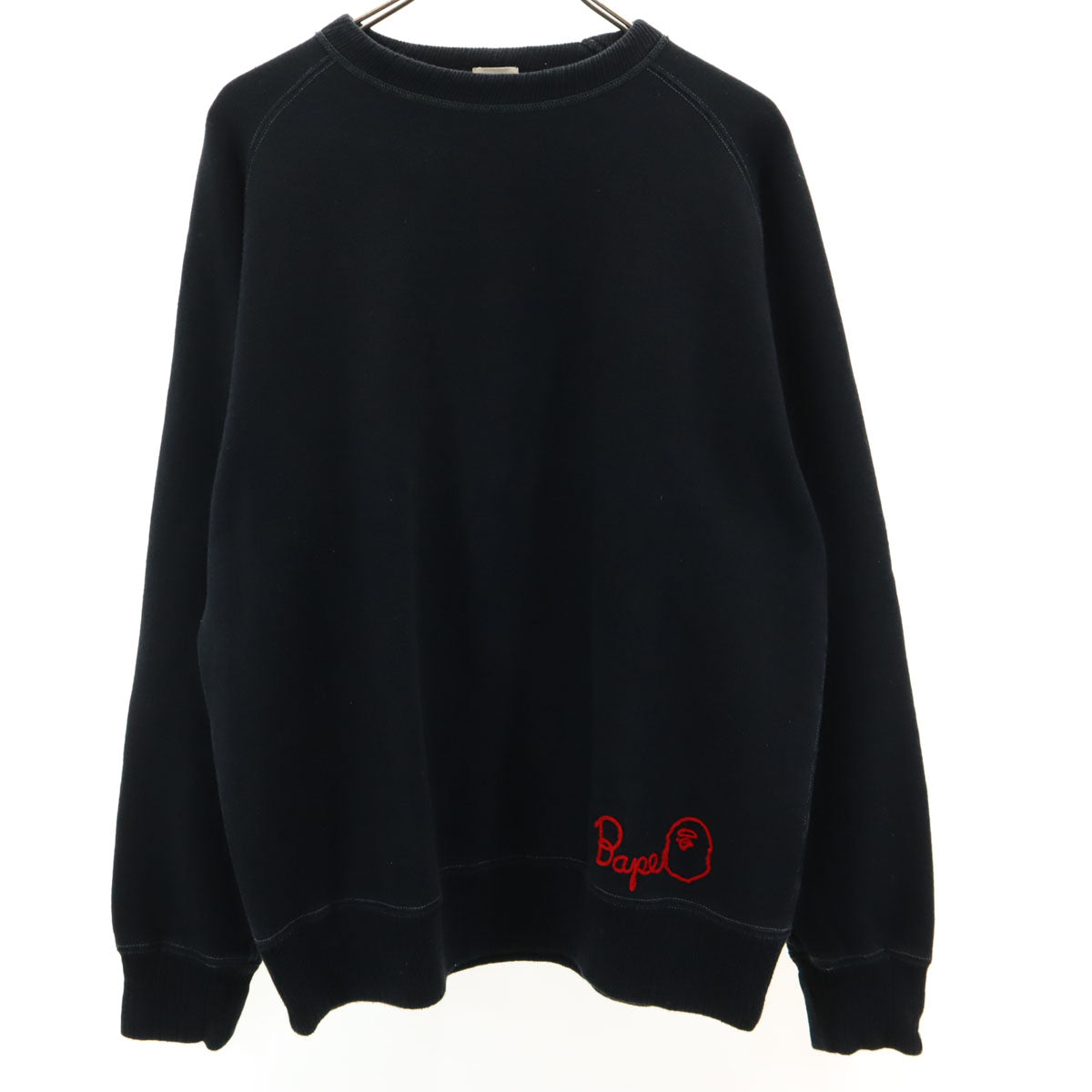 ベイプ バイ アベイシングエイプ 日本製 バックロゴ チェーン刺繍 長袖 スウェット スウェット M ブラック 裏起毛 メンズ