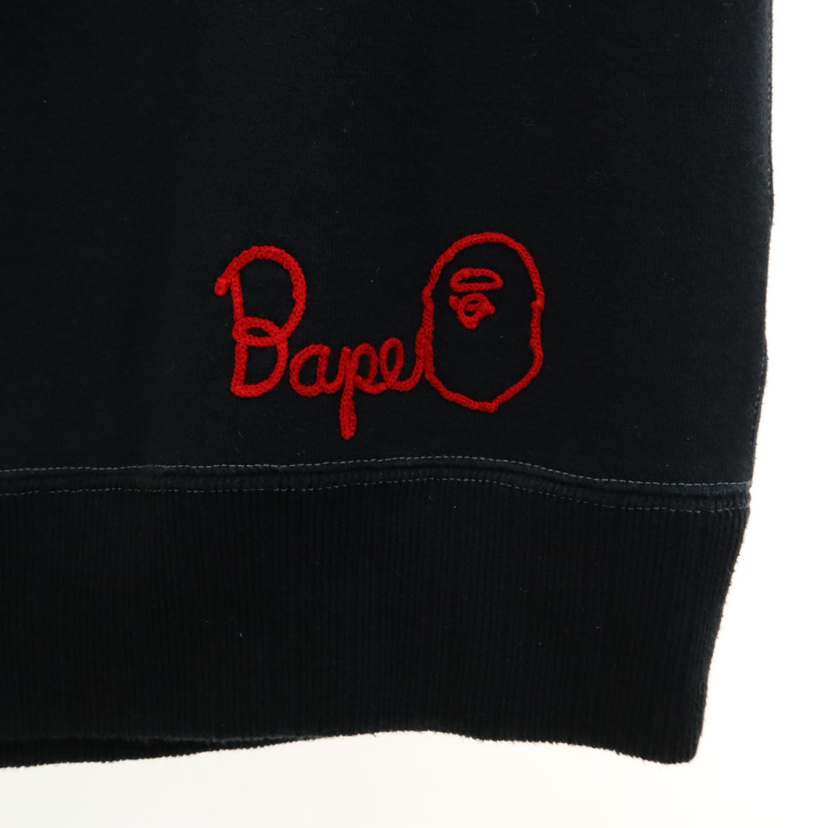 ベイプ バイ アベイシングエイプ 日本製 バックロゴ チェーン刺繍 長袖 スウェット スウェット M ブラック 裏起毛 メンズ