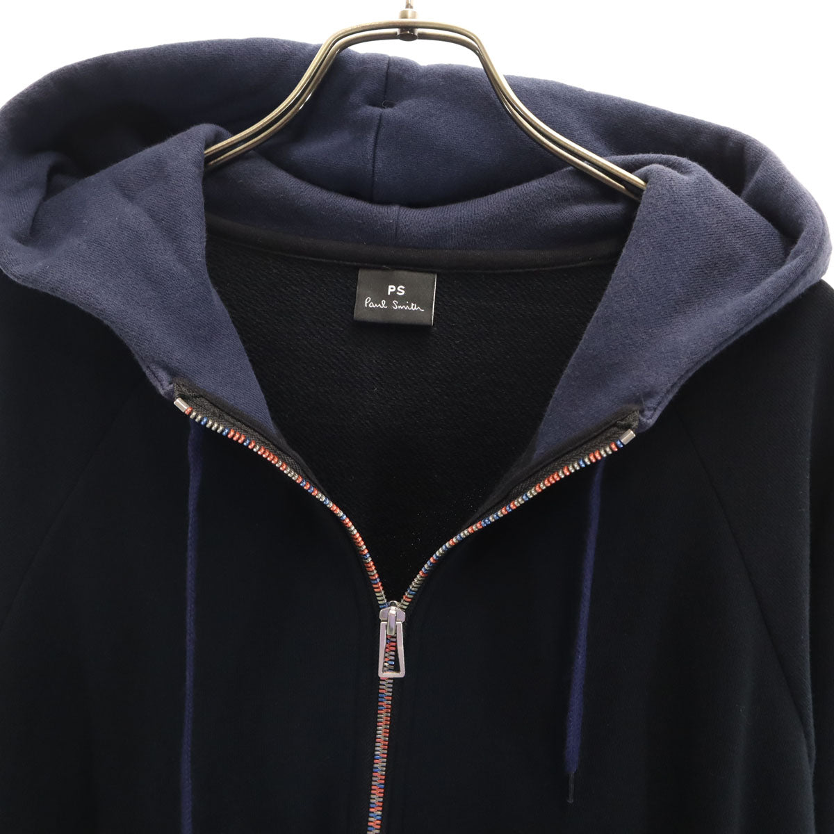 PS Paul Smith ピーエスポールスミス 日本製 長袖 スウェット ジップパーカー XL ブラック レディース