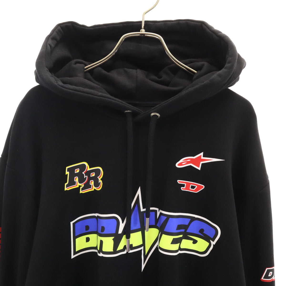 DIESEL ディーゼル ALPINESTARS アルパインスターズ コラボ ブルガリア製 長袖 スウェットパーカー XXL ブラック メンズ