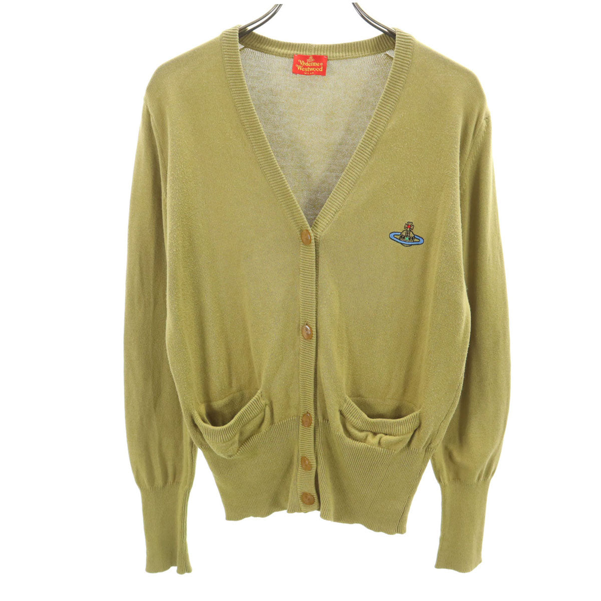 Vivienne Westwood ヴィヴィアンウエストウッド イタリア製 オールド 長袖 Vネック ニットカーディガン M マスタード系 レディース