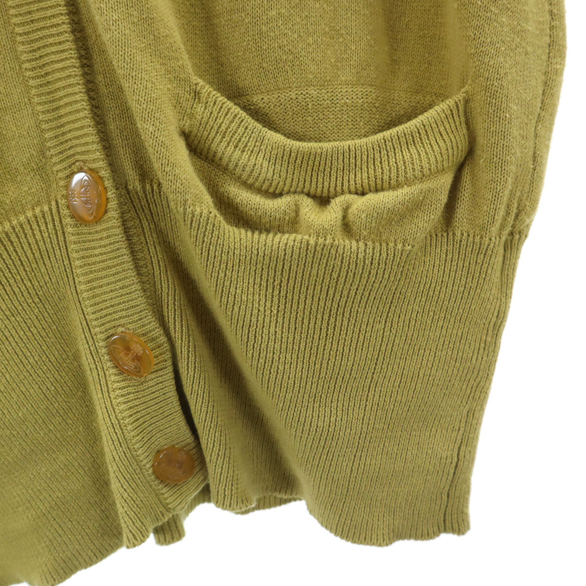 Vivienne Westwood ヴィヴィアンウエストウッド イタリア製 オールド 長袖 Vネック ニットカーディガン M マスタード系 レディース