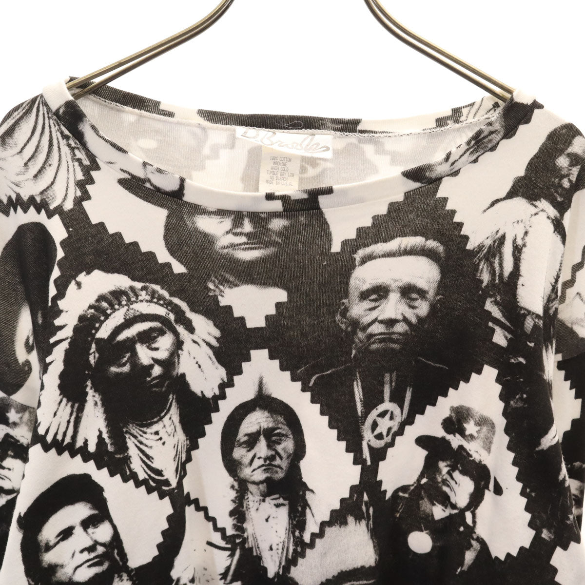 D.Brushes 80s 90s USA製 オールド ネイティブアメリカン 長袖 Tシャツ S ホワイト ロンT インディアン レディース