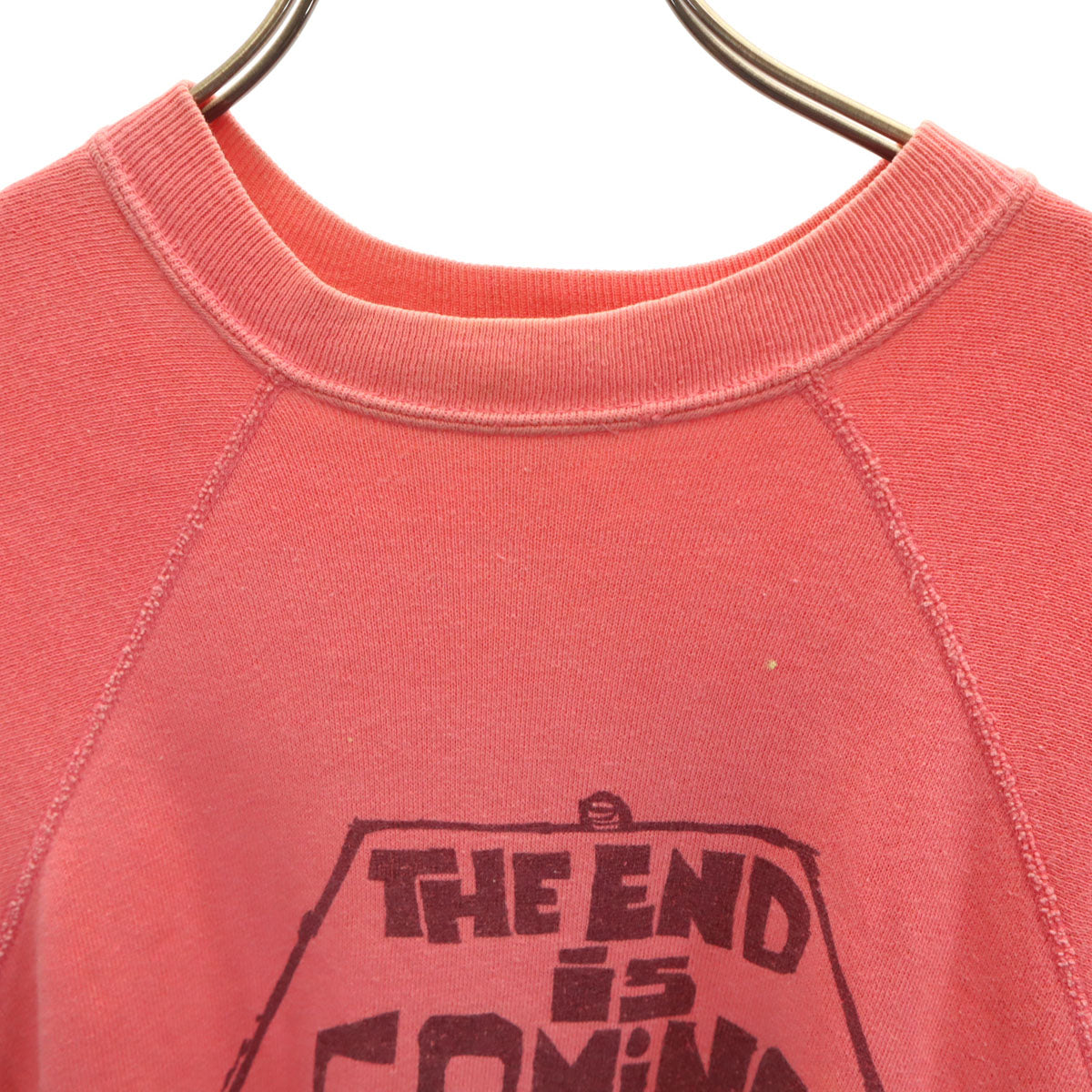 60s 70s ヴィンテージ THE END IS COMING 半袖 スウェット ピンク メンズ