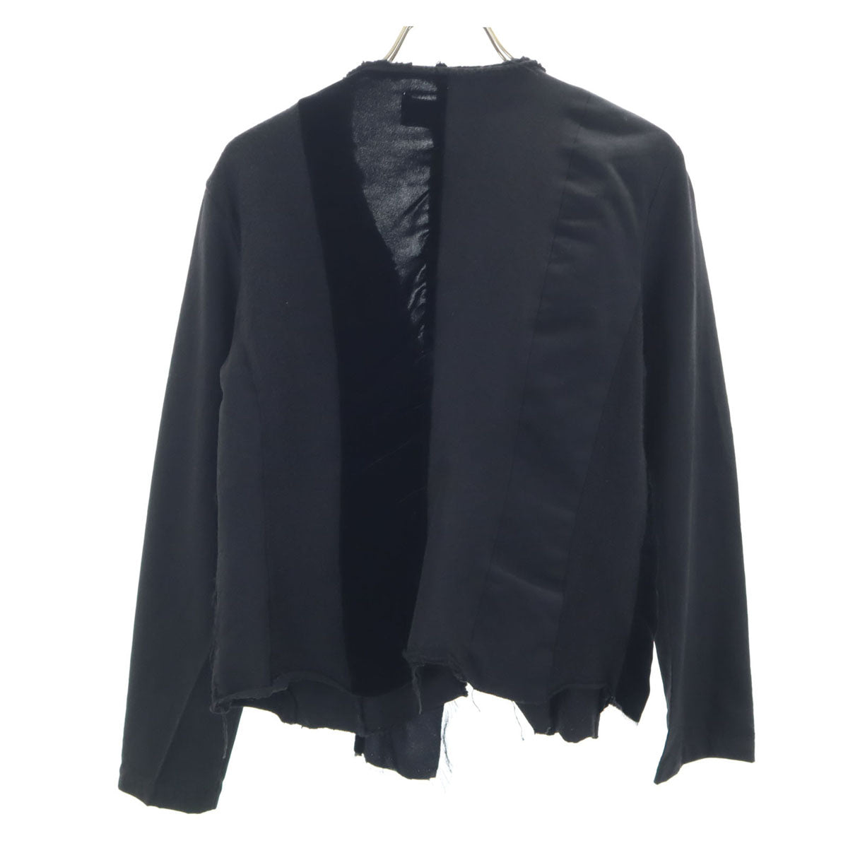 tricot COMME des GARCONS トリコットコムデギャルソン 2003年 00s 日本製 長袖 ベロア切替 フリル カーディガン M ブラック レディース