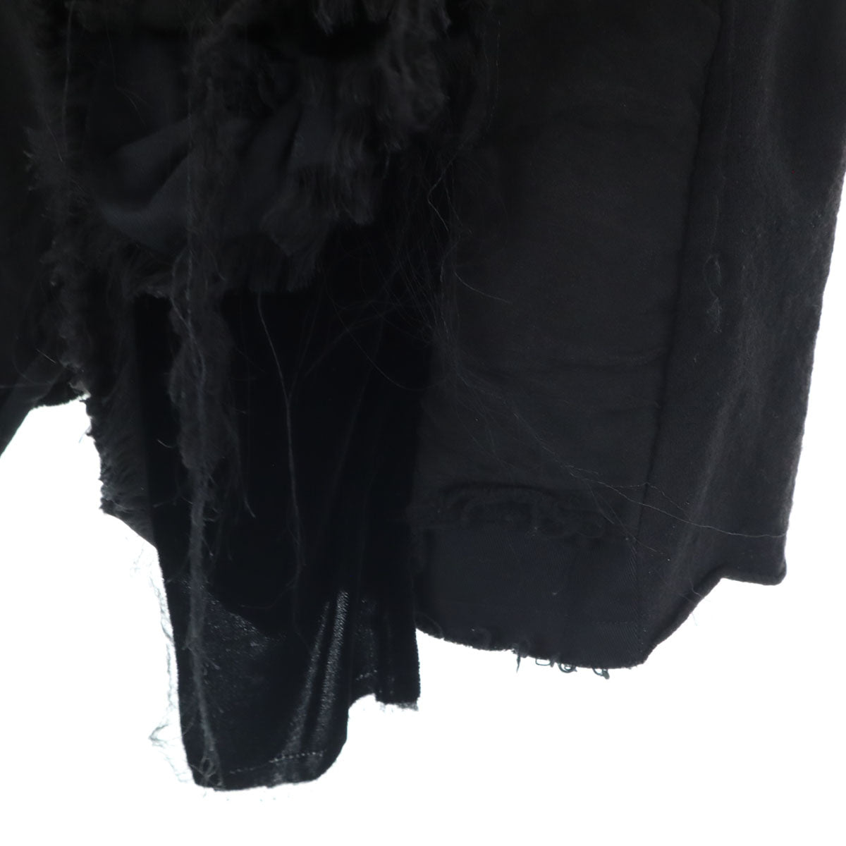 tricot COMME des GARCONS トリコットコムデギャルソン 2003年 00s 日本製 長袖 ベロア切替 フリル カーディガン M ブラック レディース