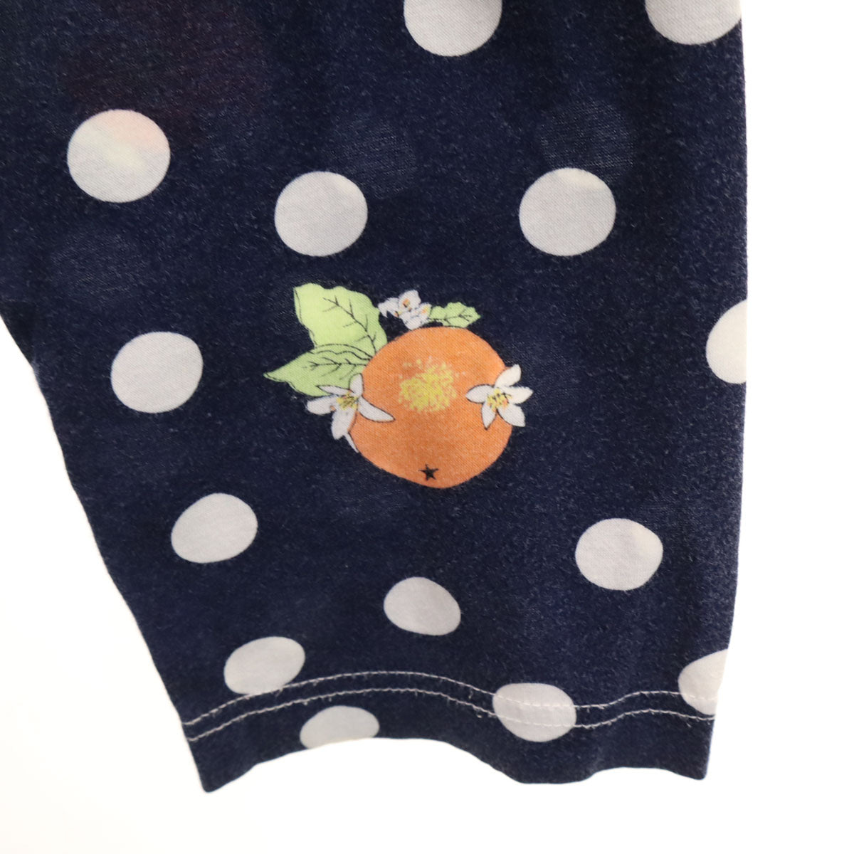 tricot COMME des GARCONS トリココムデギャルソン ドット オレンジ柄 7分袖 ボートネック カットソー S ネイビー レディース