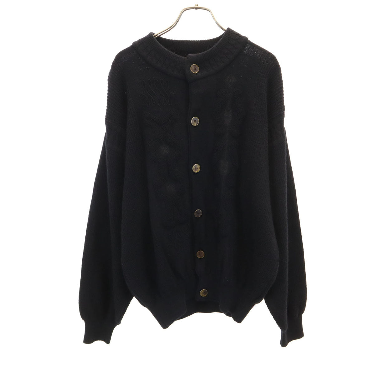 LANVIN ランバン 80s 90s ウール オールド 長袖 ニットカーディガン 48 ブラック STUDIO レディース