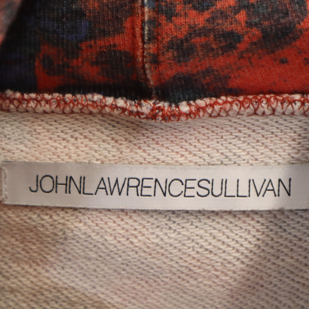 JOHN LAWRENCE SULLIVAN ジョンローレンスサリバン 日本製 総柄 長袖 スウェットパーカー S レッド メンズ
