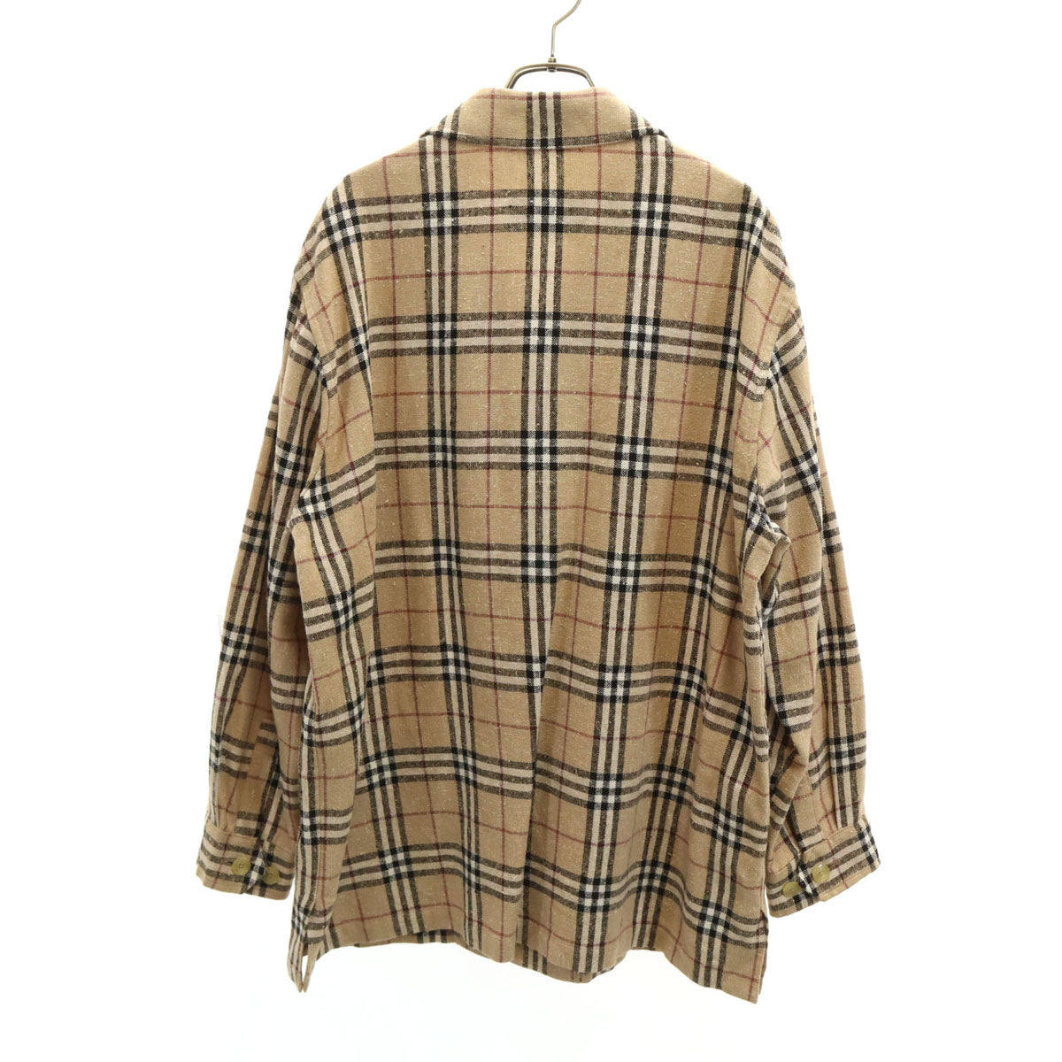 BURBERRY LONDON バーバリーロンドン 日本製 リネンブレンド ノバチェック シャツジャケット LL ベージュ 三陽商会 メンズ