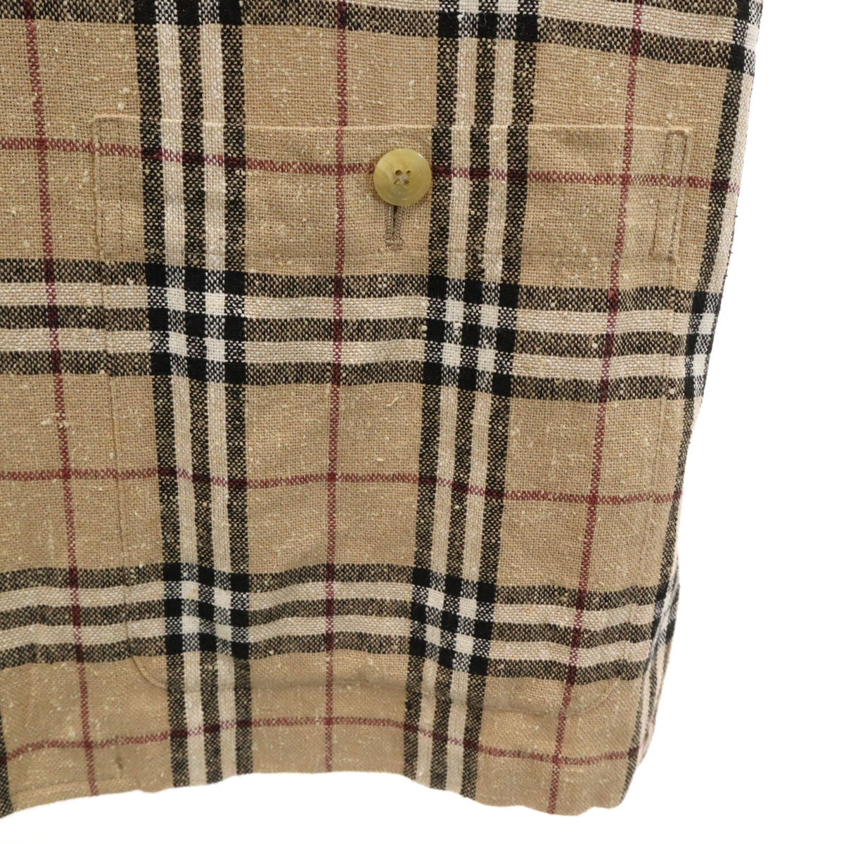 BURBERRY LONDON バーバリーロンドン 日本製 リネンブレンド ノバチェック シャツジャケット LL ベージュ 三陽商会 メンズ
