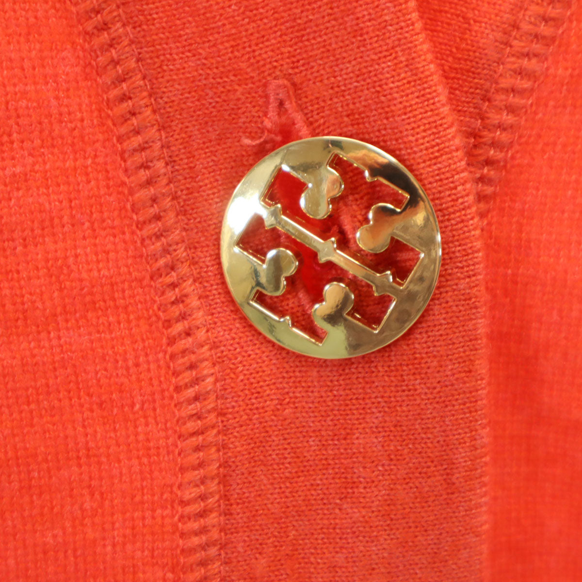 Tory Burch トリーバーチ 長袖 Vネック ニットカーディガン S 朱色 レディース