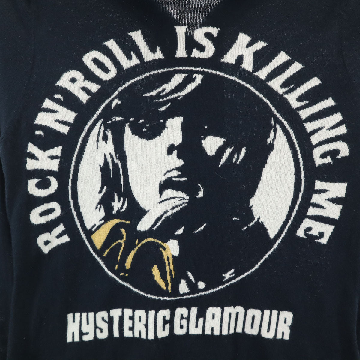 HYSTERIC GLAMOUR ヒステリックグラマー 長袖 ニット ジップパーカー FREE ネイビー レディース