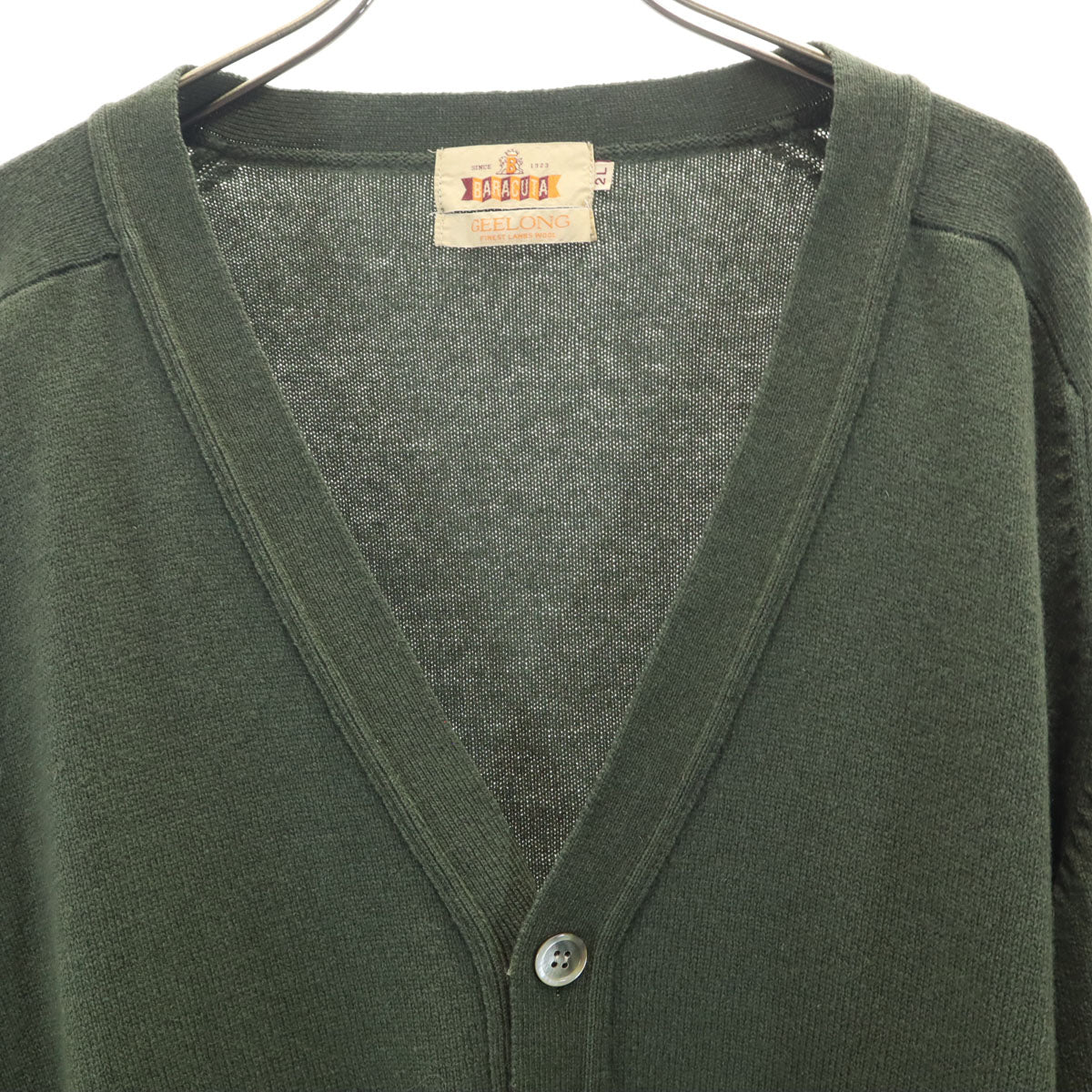 BARACUTA バラクータ 長袖 Vネック ニットカーディガン 2L カーキ メンズ