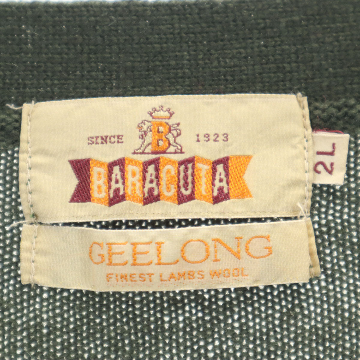 BARACUTA バラクータ 長袖 Vネック ニットカーディガン 2L カーキ メンズ