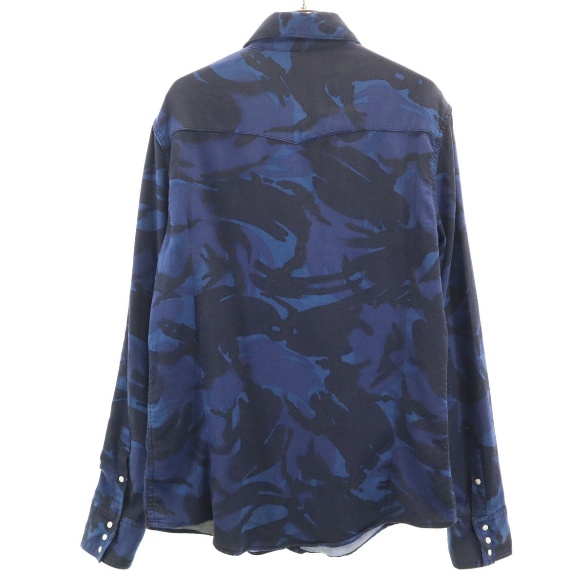 1piu1uguale3 ウノピュウノウグァーレトレ カモフラ柄 長袖 ウエスタンシャツ 6 ネイビー 迷彩 メンズ