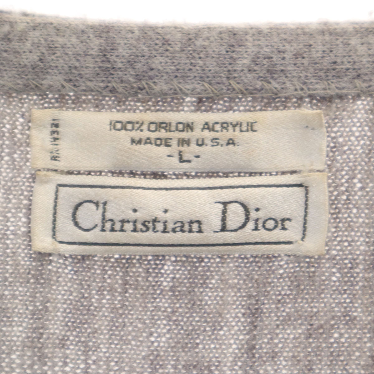 Christian Dior クリスチャンディオール 90s USA製 オールド 長袖 Vネック ニットカーディガン L グレー メンズ