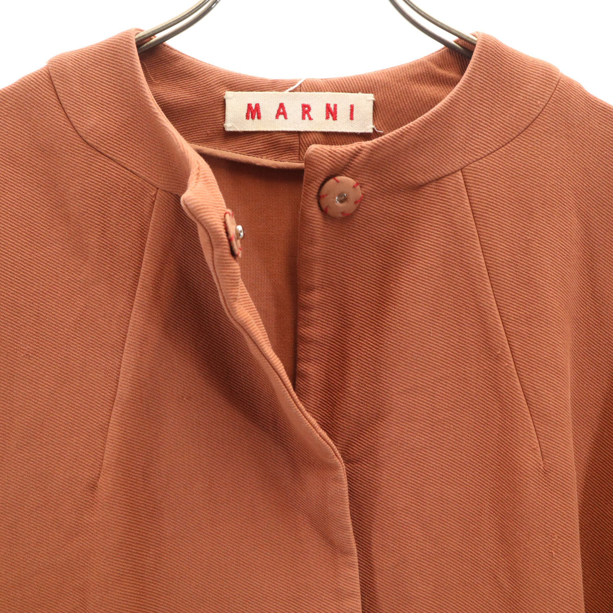 MARNI マルニ イタリア製 ノーカラージャケット 40 レンガ色 レディース