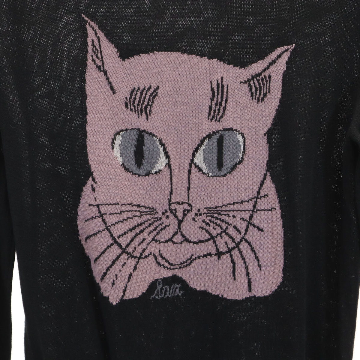 ANDY WARHOL BY HYSTERIC GLAMOUR アンディーウォーフォールバイヒステリックグラマー 日本製 キャット 長袖 ニット FREE ブラック 猫 セーター レディース