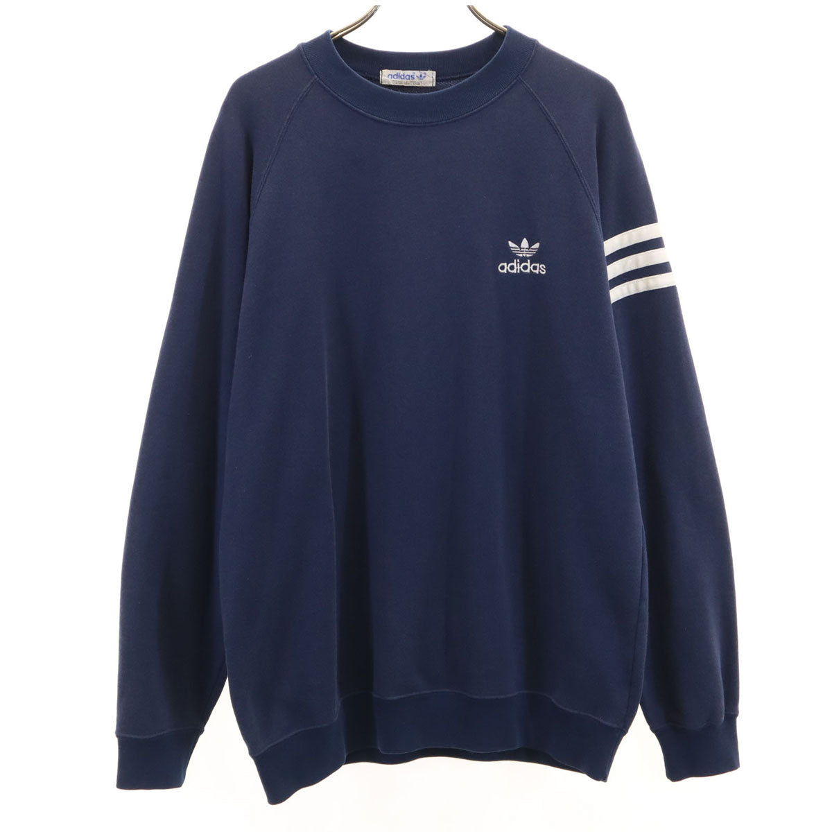 adidas アディダス 70s 80s ヴィンテージ 長袖 スウェット トレーナー L ネイビー デサント メンズ