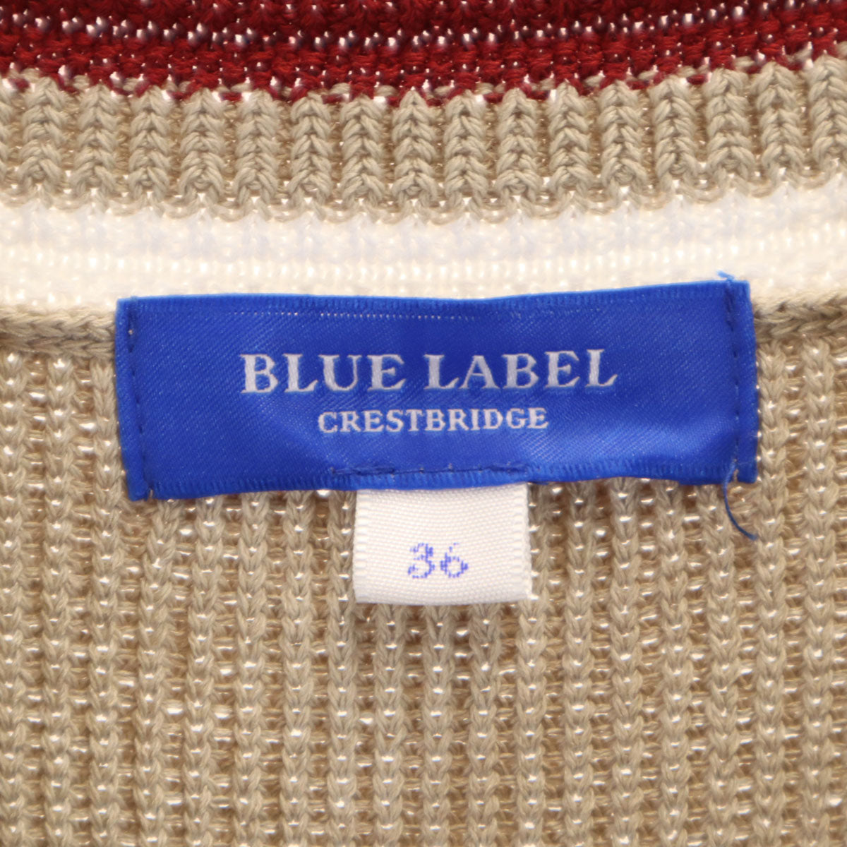 BLUE LABEL CRESTBRIDGE ブルーレーベルクレストブリッジ Vネック ニットベスト 36 ベージュ レディース