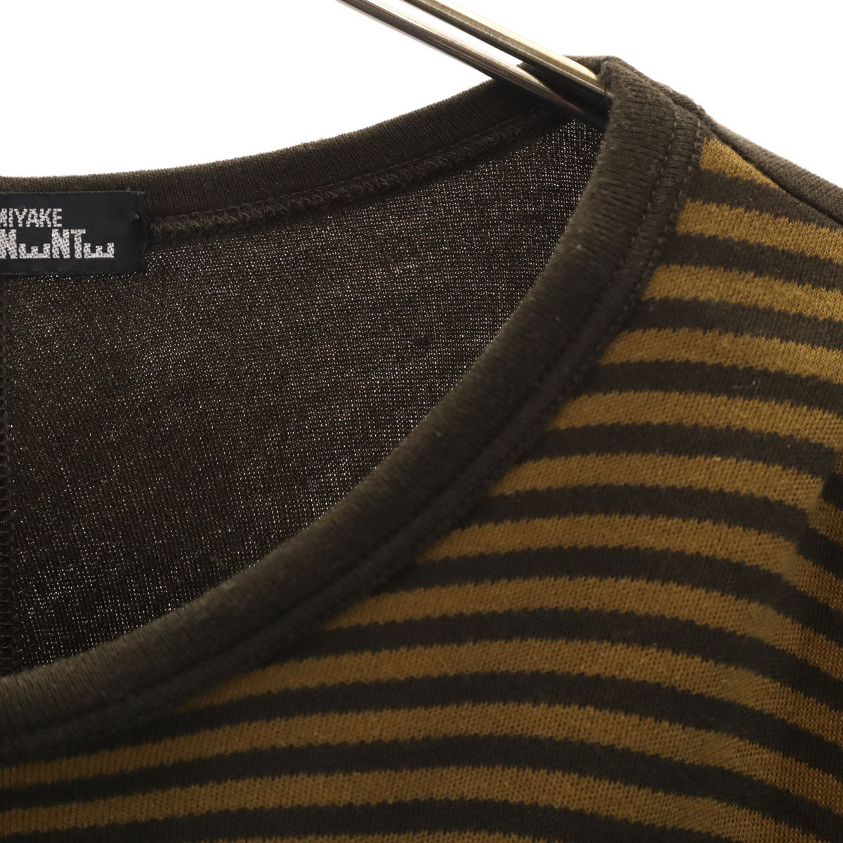 ISSEY MIYAKE PwRMANwNTw イッセイミヤケ ペルマネンテ 90s 日本製 オールド ボーダー柄 長袖 カットソー M カーキブラウン レディース