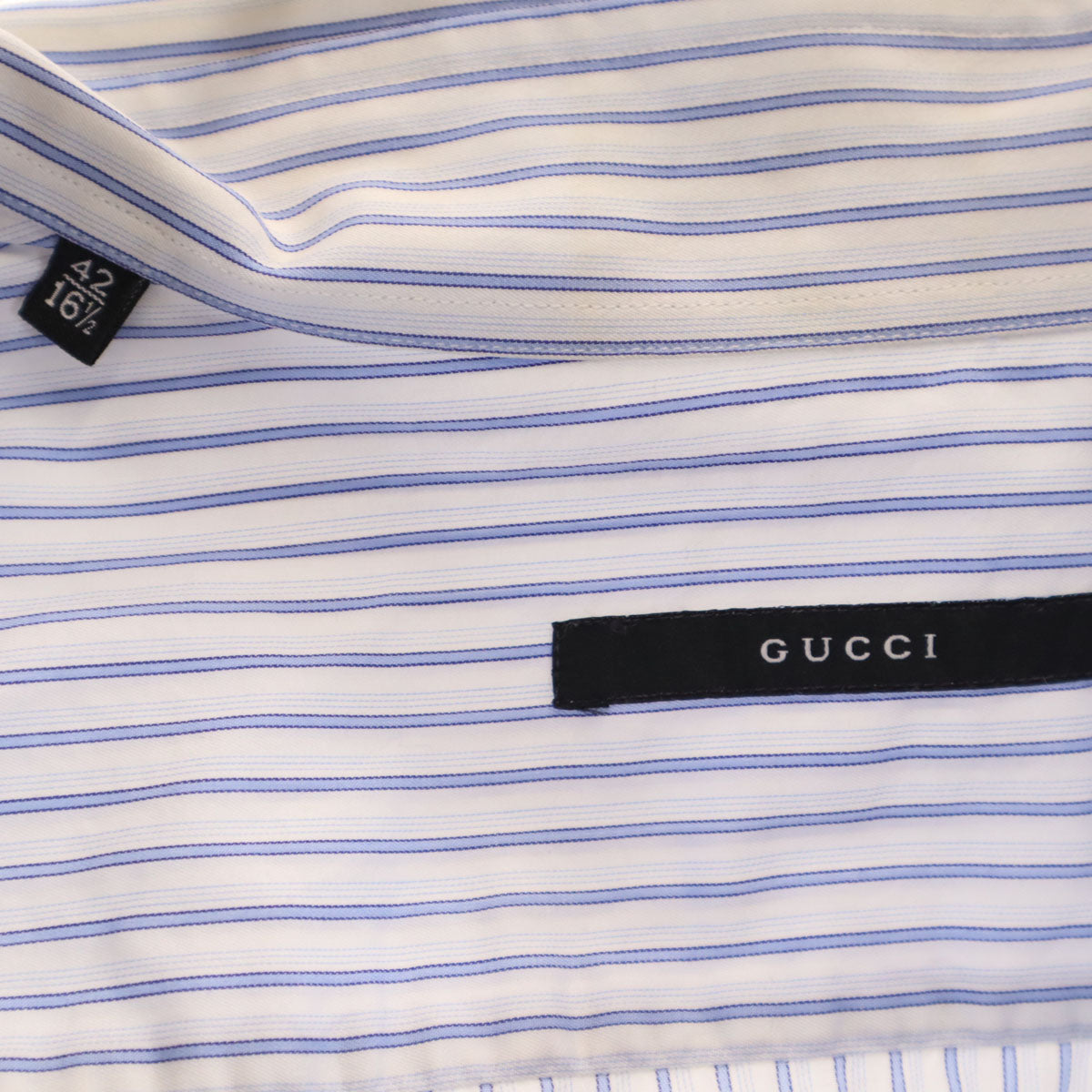 GUCCI グッチ イタリア製 ストライプ柄 長袖 シャツ 42-16 1/2 ホワイト メンズ