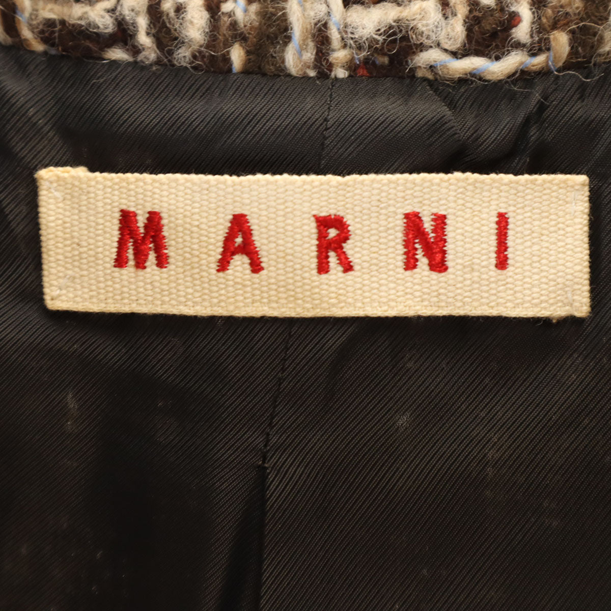 MARNI マルニ イタリア製 ニット ノーカラージャケット 38 ブラウン レディース