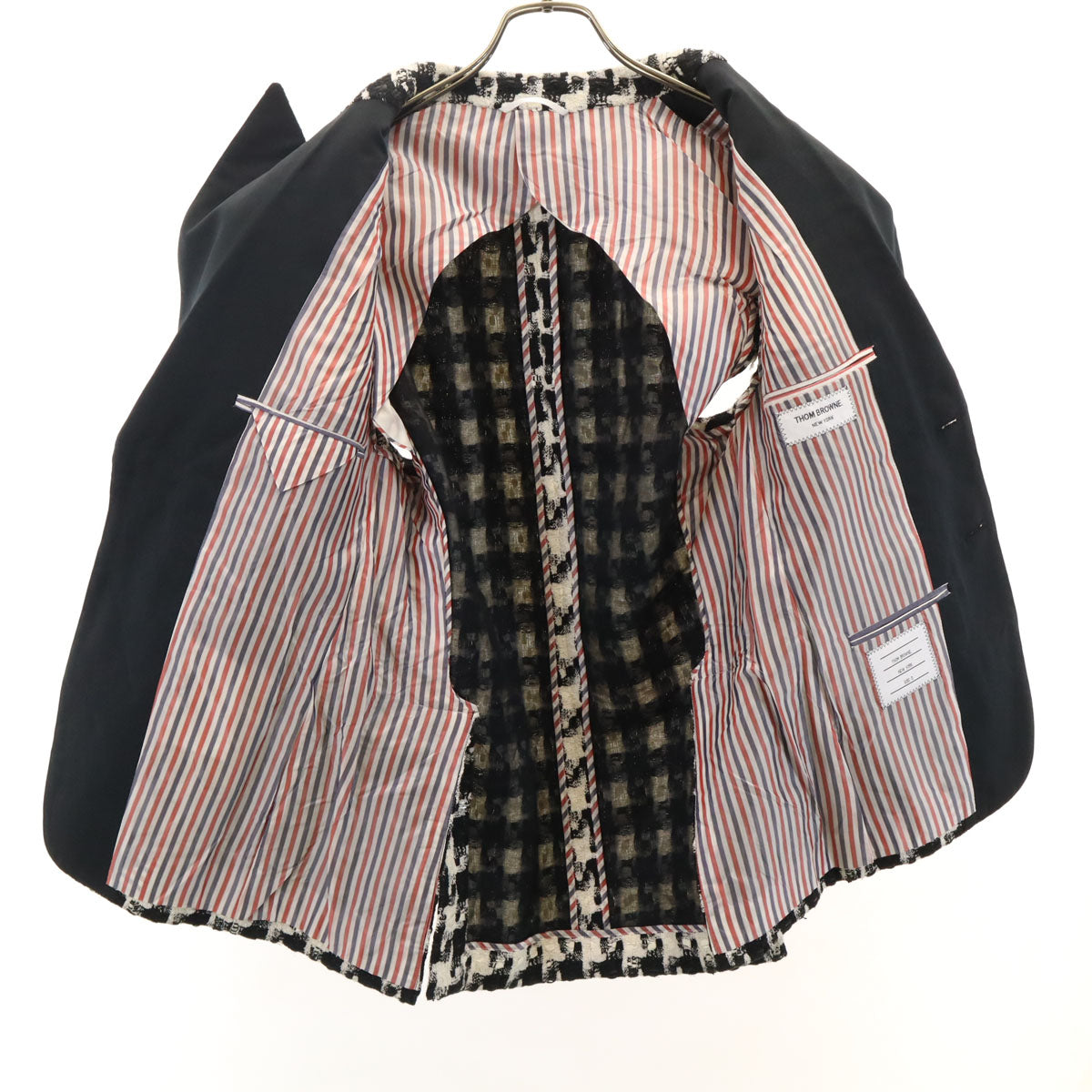 THOM BROWNE トムブラウン 日本製 総柄 ベスト 0 ブラック レディース