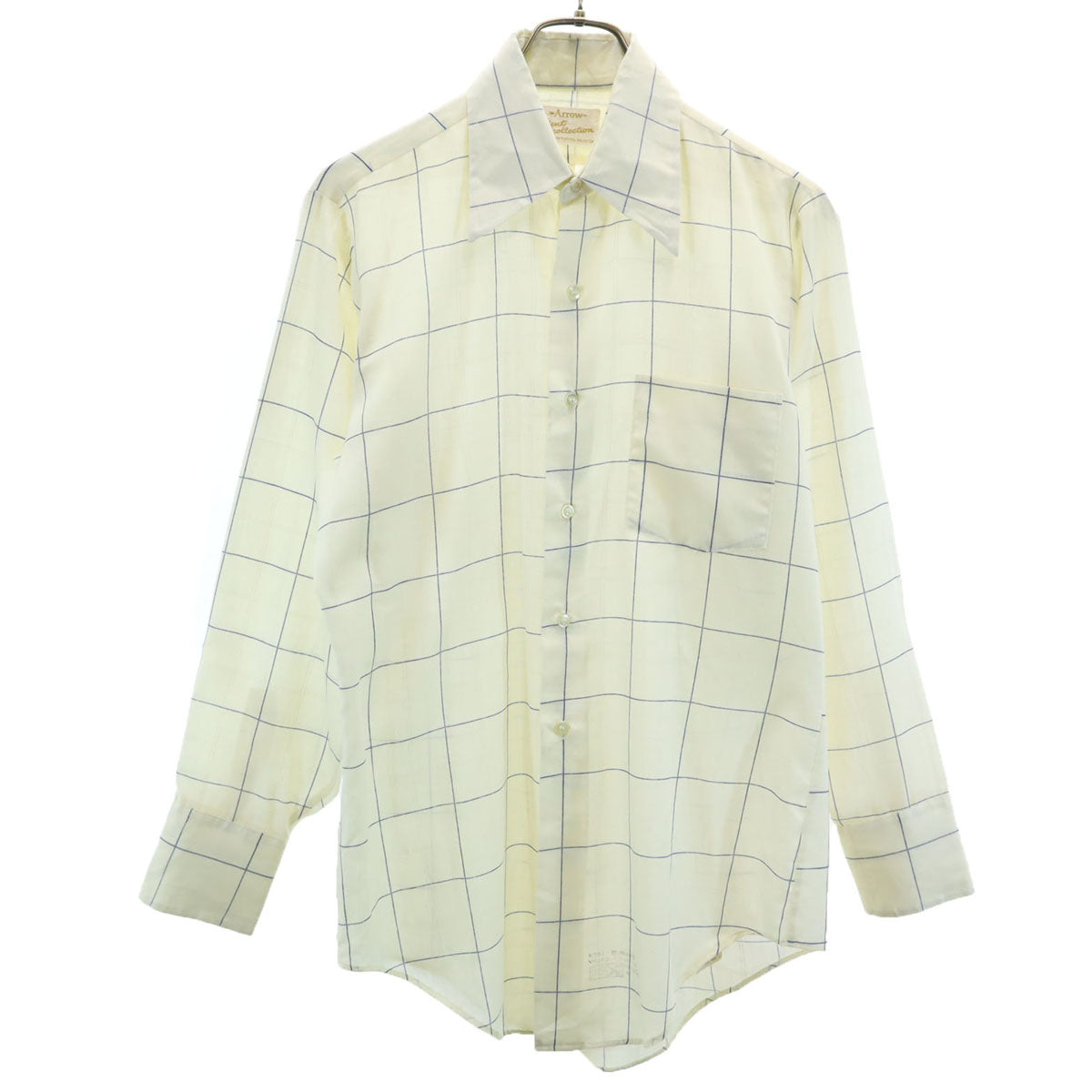 ARROW アロー 70s ヴィンテージ ウィンドウペンチェック 長袖 シャツ 32 ライトイエロー系 メンズ