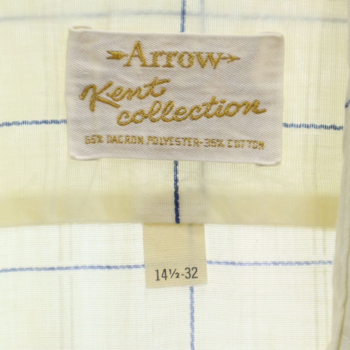 ARROW アロー 70s ヴィンテージ ウィンドウペンチェック 長袖 シャツ 32 ライトイエロー系 メンズ