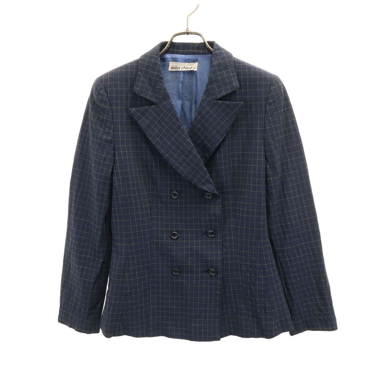 miss chloe ミスクロエ 日本製 チェック柄 ジャケット 40 ネイビー レディース