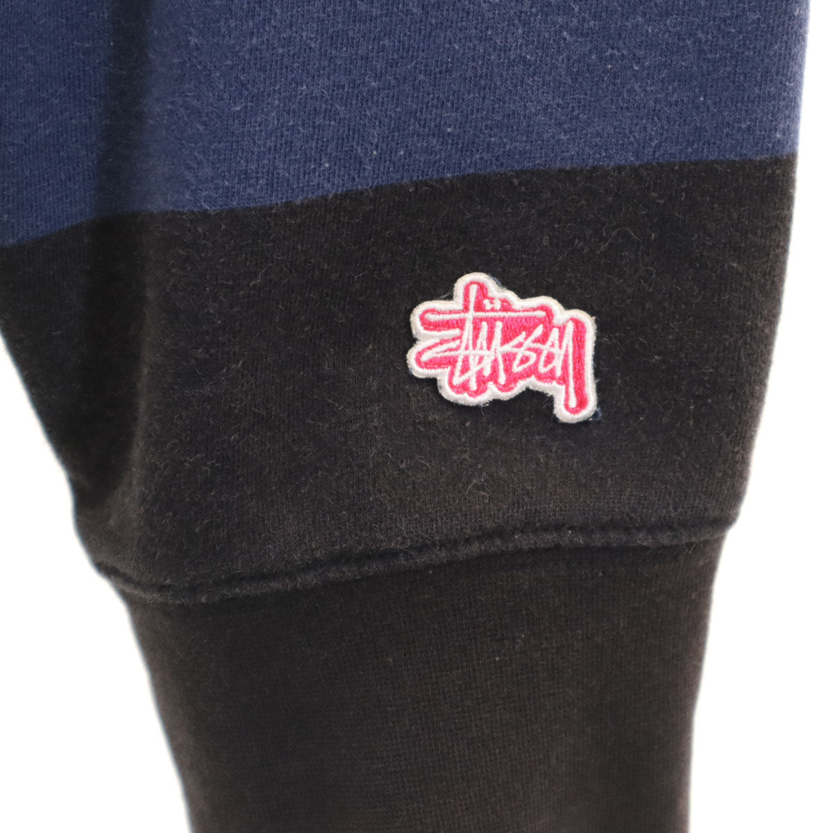 STUSSY ステューシー 00s 紺タグ ボーダー柄 長袖 スウェット トレーナー M ネイビー メンズ
